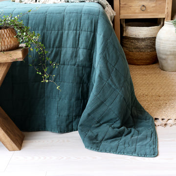 Aix Quilt Sengetæppe, Chic Antique, forest green, 240 x 240 cm