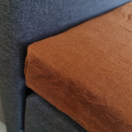 Kuvertlagen i vasket hør 160x200 cm - brun