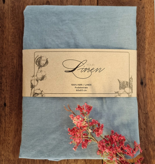 Pudebetræk hør 60 x 63 cm - blå
