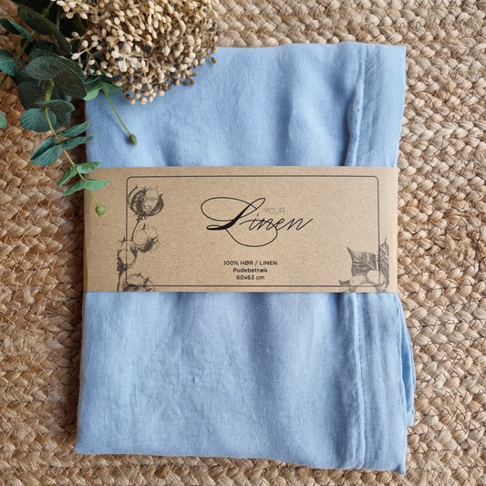 Pudebetræk hør 60 x 63 cm - lyseblå