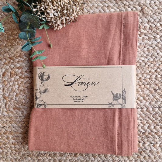 Pudebetræk hør 60 x 63 cm - Terracotta