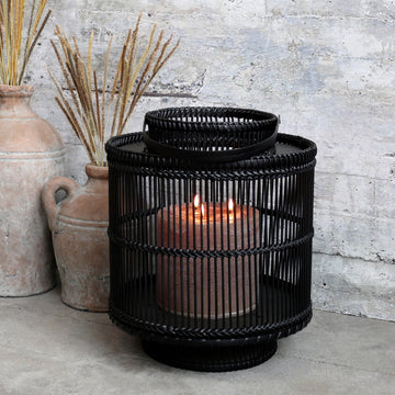 Chic Antique lanterne i bambus, sort, 34x30 cm