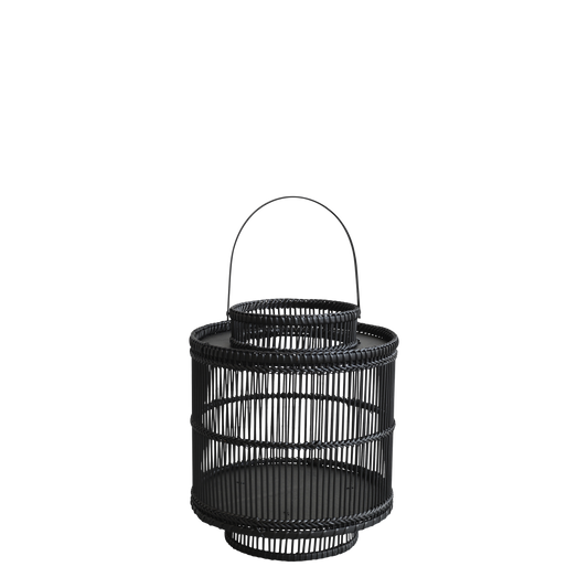 Chic Antique lanterne i bambus, sort, 34x30 cm