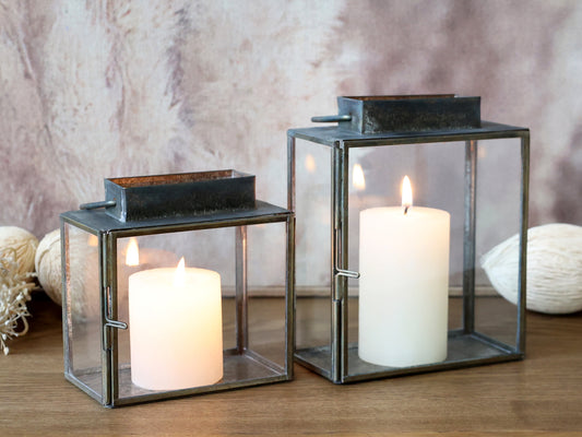 Chic Antique lanterne lille, antique messing, 11x11x6 cm