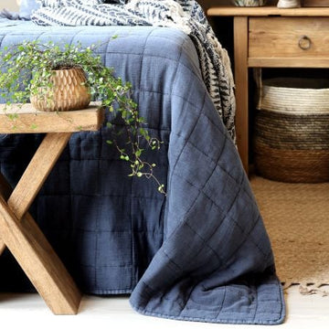 Aix Quilt Sengetæppe, Chic Antique, midnight blue, 240 x 240 cm