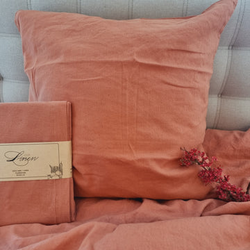 Pudebetræk hør 60 x 63 cm - Terracotta