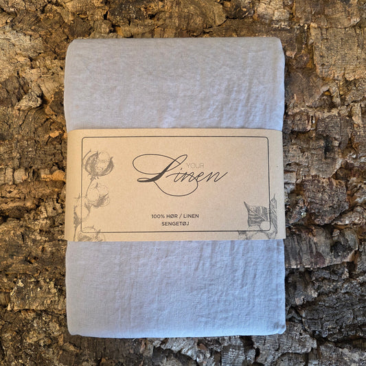 Sengetøj i vasket hør 140x200 cm - sølv grå