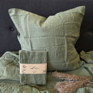 Pudebetræk hør 60 x 63 cm - støvet grøn