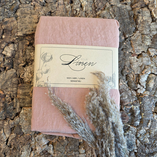 Sengetøj i vasket hør 140x200 cm - lys terracotta