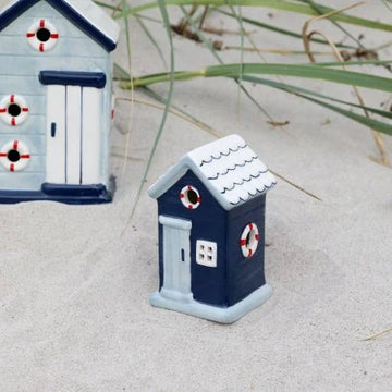 Strandhus Chic Antique, 10x6x6 cm, ocean og hvid