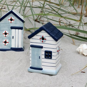 Strandhus Chic Antique, 15,5x9,5x8 cm, ocean og hvid