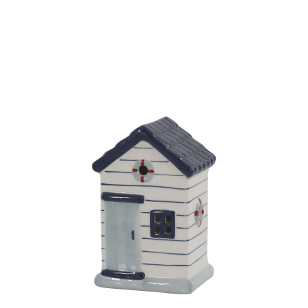 Strandhus Chic Antique, 15,5x9,5x8 cm, ocean og hvid