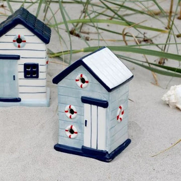 Strandhus Chic Antique, 15,5x9,5x8 cm, sky blue og hvid
