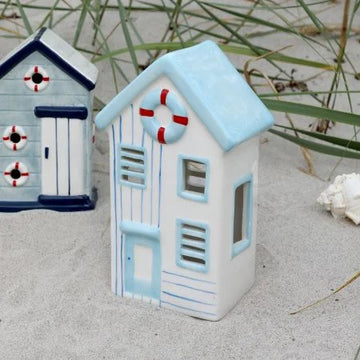 Strandhus Chic Antique, 20x12x8 cm, sky blue og hvid