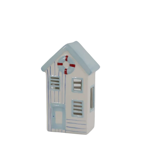 Strandhus Chic Antique, 20x12x8 cm, sky blue og hvid