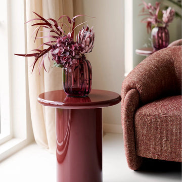 Vase, mundblæst glas, smoked rød