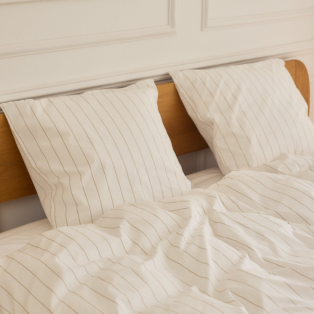 Sengetøj, Bristol hvid/brun ØKO, 140x200 cm