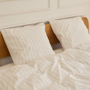 Sengetøj, Bristol hvid/brun ØKO, 140x200 cm