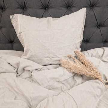 Sengetøj i vasket hør 140x220 cm - Lys beige