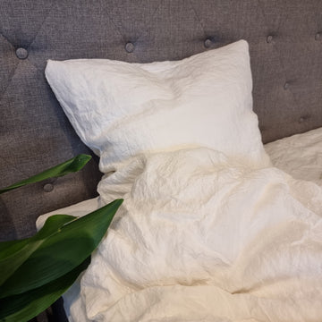 Sengetøj i vasket hør 140x220 cm - Off white